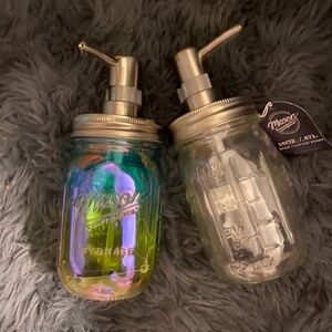 Mason Jar Soap Dispensers 2 Mason Jar Iridescent and clear mason jars new 18oz